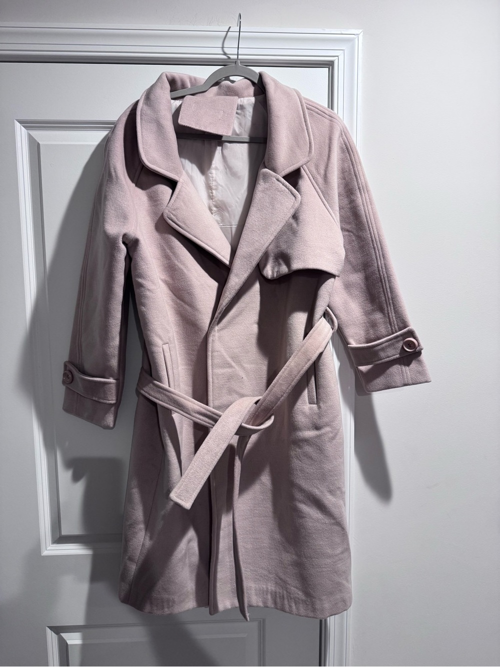 Womens Belted Trench Coat - Light Mauve